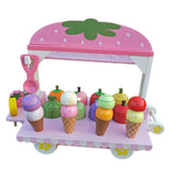 Maxbell Wooden Ice Cream Cart for Kids Pretend Food Toys for Children Preschool Boys