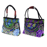 Maxbell 2Pcs Embroidery Travel Shoulder Bag Double Faced Flower Handmade Women Bags