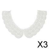 Maxbell 3x1pair White Flower DIY Lace Collar Sewing Craft Neckline Trimming Decoration