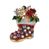 Maxbell Xmas Party Brooches Shoes Style Rhinestone Crystal Brooch Pin Christmas Gift