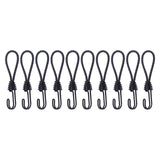 10Pcs Bungee Cord with Hook Portable for Camping Accessories Tarpaulin Tarps Black