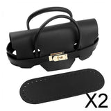 Maxbell 2xBag Bottom for Crochet Tote Lock Flap Cover Buckles Cover DIY Bag Making Set black