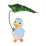 Maxbell Holding Leaf Umbrella Duck Statue Decorative Sculpture for Outside Lawn Desk White
