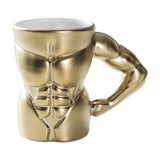 Maxbell Ceramic Mug Creative Breakfast Mug with Handle for Kitchen Restaurant Office Gold and White