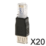 Maxbell 20x Male to USB AF A Female Adapter Socket LAN Network Ethernet Router Plug