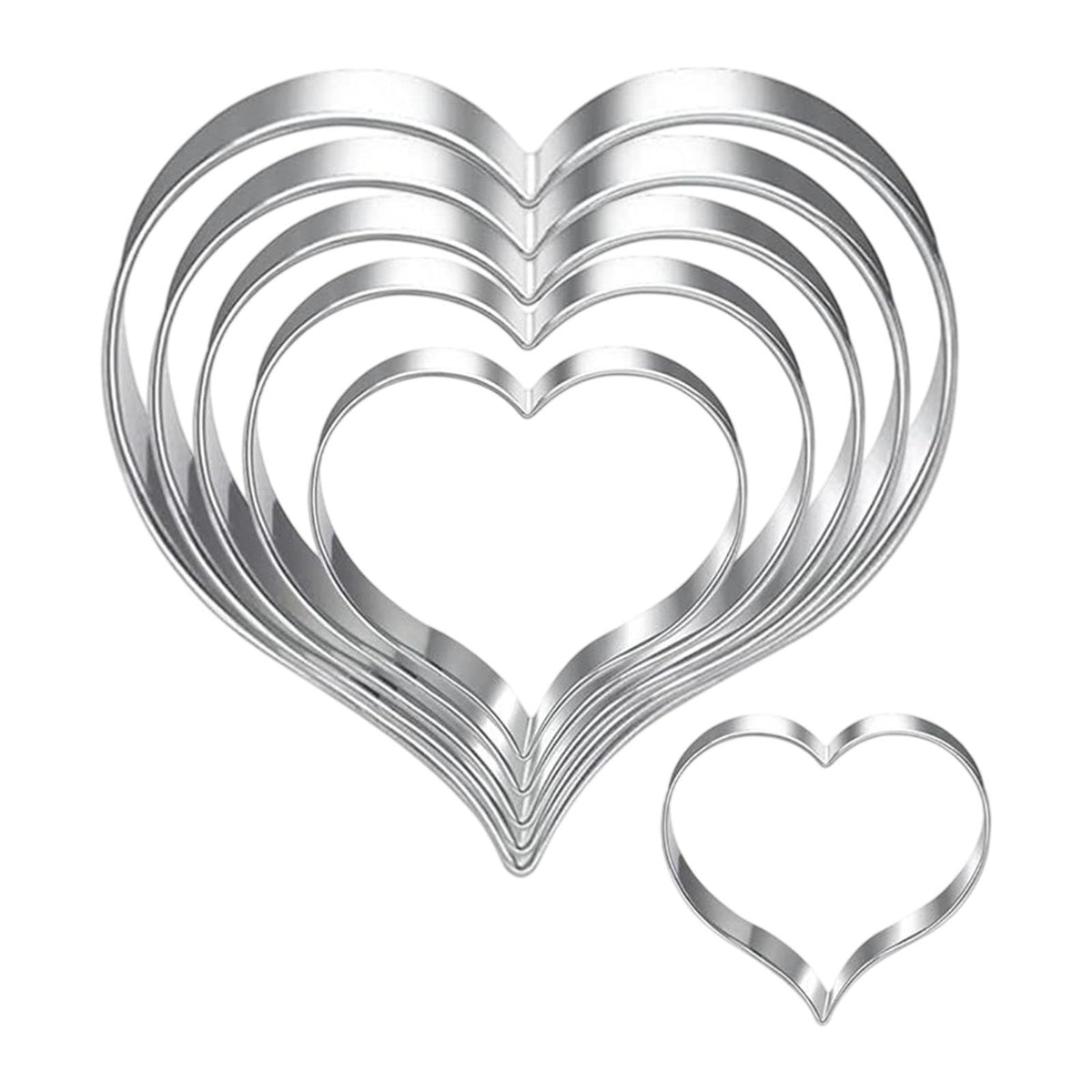 Maxbell 6Pcs Valentine's Heart Shaped Cookie Cutter Stainless Steel for Anniversary