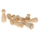 Maxbell 10pcs Female Bride Plain Blank Wooden Peg Dolls Figures Wedding Cake Toppers - Aladdin Shoppers