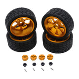 Maxbell RC Wheels Tires Kit Upgrade Accessories RC Rubber Tires for 144001 1:10 1/14 Gold