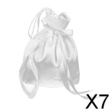 Maxbell 7xSatin Pearl Rhinestone Wedding Bridal Dolly Bag Handbag Ivory 22x22cm