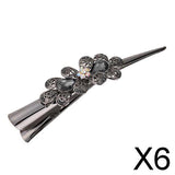 Maxbell 6xCrystal Metal Hair Grip for Thick Hair Womens Hair Jewelry Gray