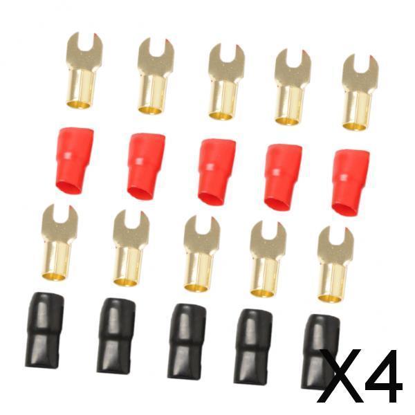 Maxbell 4x5 Pairs 4 AWG Car Audio Power Ground Wire Fork Terminal Connector Brass