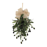 Artificial Olive Leaf Teardrop Swag Decor with Bow for Party Favor Holidays