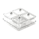 Maxbell Dried Fruit Plate Divided Serving Platter for Living Room Dining Room Snacks white 4 grids