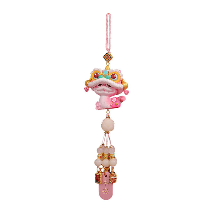 Year of The Snake Car Ornament 2025 Chinese Lunar New Year Hanging Ornament Pink Beads