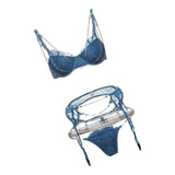 Maxbell Maxbell Crystal Chain Sexy Lingerie Women 3 Piece Lace Bodysuit Bra and Panty Set M