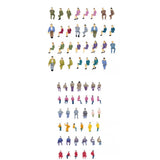 Maxbell 2x50 Painted Model Train Seated People Passengers Figures 1:87/1:50 HO O Layout