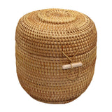 Maxbell Hand Storage Basket with Cover Rattan Woven Basket for Tea Candy Snack S