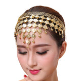 Maxbell 4xBelly Dance Headband Costume Forehead Headdress Bride Women Accessory Gold