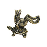 Metal Cute Frog Turtle Statue Figurine Brass Props Gift Decor Office