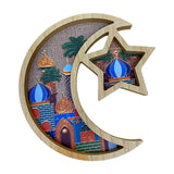 Maxbell Ramadan Tray Serve Plate Party Holder Multipurpose Moon Star Tray Wood Color
