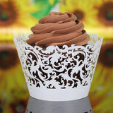 Maxbell Hollow Out Cake Paper Wrap Cupcake Wrapper Wedding Decor 12Pcs White