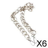 Maxbell 6xBag Chain Strap Charms Flat Crossbody DIY Handbag Purse Silver 60cm