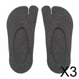 Maxbell 3xWomen 2 Toe Flip Flop Socks Women No Show Toe Socks for Loafer Shoes Sneaker Dark Gray