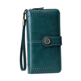 Maxbell Womens Wallet with Zipper Large Card Organizer with Wrist Strap Change Purse