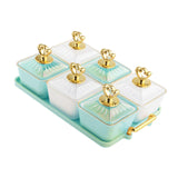 Maxbell Divided Fruit Tray Platter Candy Nut Serving Container for Living Room Fruit 3 Green 3 White