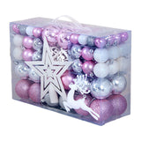 102 Pieces Christmas Balls Star Deer Ornaments Set for Home Wedding Birthday Pink White Silver