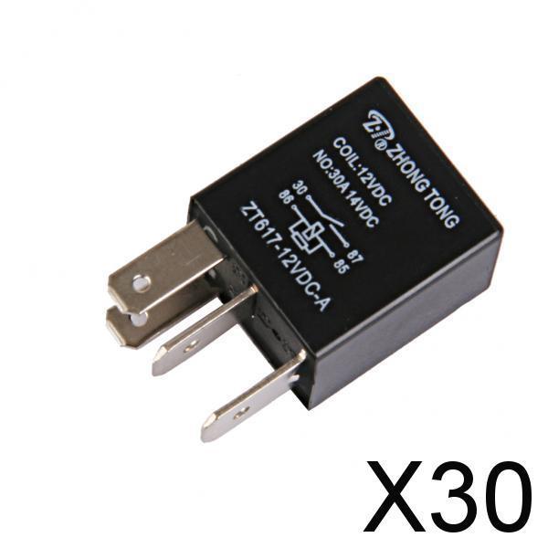 Maxbell 30xCar Truck Auto Automotive DC 12V 30A 30 AMP SPST Relay Relays 4 Pins 4P