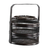 Maxbell Bamboo Woven Basket 2 Tiers Handmade for Holiday Party Treats Picnic Camping L