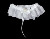 Maxbell Prom Sexy Bridal Rhinestone Pearl With Bow Wedding Garter Satin Toss -Ivory