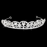 Maxbell Crystal Rhinestone Flower Tiara Crown for Bridal Wedding Banquet Silver