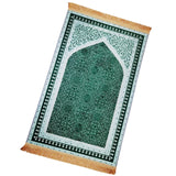 Maxbell Prayer Rug Decoration Soft Non Slip Elegant Prayer Mat for Praying Men Women Green