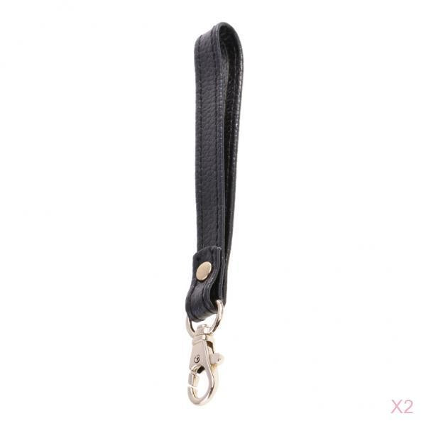 Maxbell 2Pcs Genuine Leather Replacement Clutch Wristlet Purse Wrist Straps Black