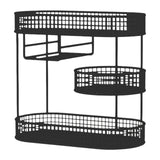 Maxbell Three Tiered Wire Basket Stand Coffee Table Organizer for Snack Veggie Fruit Black