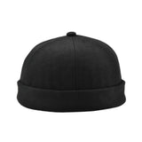 Maxbell 2 Pieces Retro Eaves Flange Landlord Biker Caps Fashion Docker Beanie Black