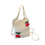 Maxbell Floral Crocheted Crossbody Bag Travel Working Ladies Gift Handwoven Tote Bag cherry