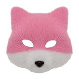 Maxbell Fancy Dress Eye Mask Realistic Halloween Fox Mask for Stage Holiday Dress up Pink White