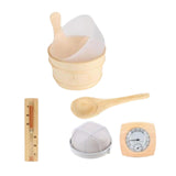 Wooden Sauna Bucket and Ladle Set Temperature Humidity Meter SPA Accessories