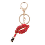 Maxbell Sexy Lips Lipstick Rhinestone Pendant Keychain Women Gift Accessories Red