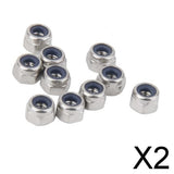 Maxbell 2x10Pcs Stainless Steel A2 Nylon Collar Insert Self-lock Nuts Bolts Screws M3