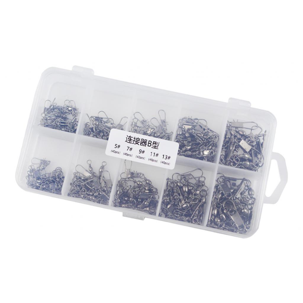 Maxbell Maxbell 200Pcs Fishing Swivels Barrel Swivel with Interlock Snap Connectors