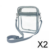 Maxbell 2xClear Crossbody Bag Clear Purse Bag for Travel Outdoor Sports Events Gray Large
