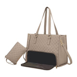 Maxbell Womens Tote Bag Quilted Lunch Box Laptop Bag for Collage Office Casual Khaki