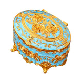 Maxbell Vintage Style Jewelry Box Ornate Decorative Box for Earrings Rings Necklace Light Blue