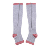 Maxbell Maxbell 1 Pair Womens Mens Compression Socks Zip Leg Support Stockings Gray XXL