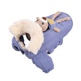 Maxbell Dog Winter Coat Windproof Outdoor Puppy Clothing with Leash Hole Warm Jacket Blue L