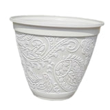 Decorative Plant Pot Resin Retro Plant Container for Office Courtyard Garden White